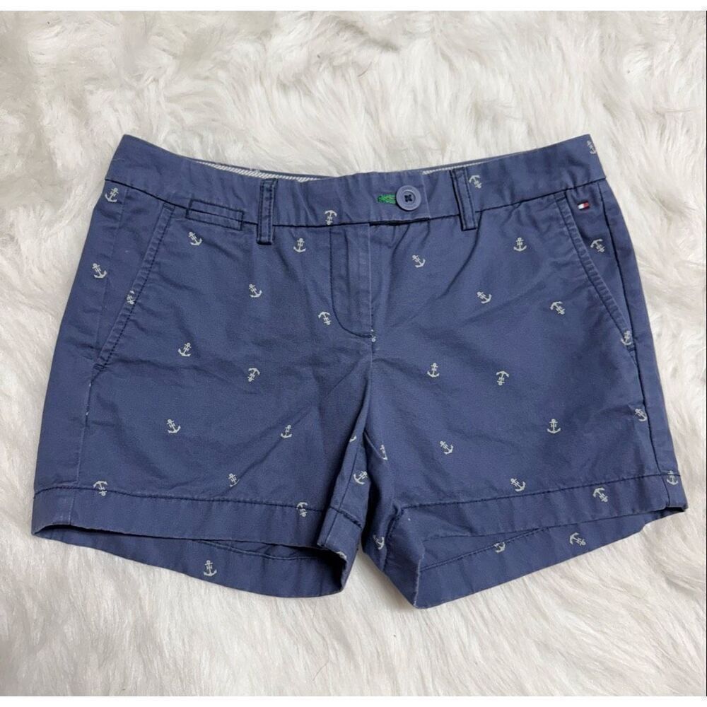 Tommy Hilfiger Womens Blue Anchor Nautical Chino Shirts Size 2